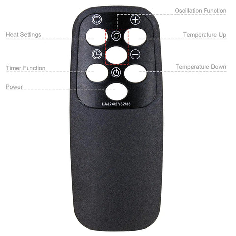 Hassle Free Replacement Remote For Lasko Tower Space Heater CT22425 And 2033625 featuring control buttons for heat settings and timer.