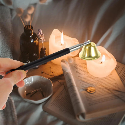 Telescopic Candle Fire Extinguisher With Extensible Copper Wick Snuffer For Home Safety used to extinguish candles.