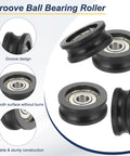 Heavy Duty U Groove Ball Bearing Rollers Designed For Smooth Sliding Doors And Windows Pack Of Four Black Nylon Pulley Guide Wheels.