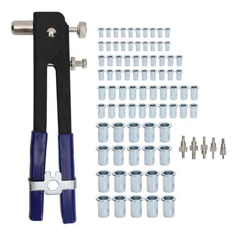 Rivet Nut Tool Kit Gun Set 86 Piece Riveting Pack With Alloy Steel Mandrels for DIY Furniture and Auto Projects