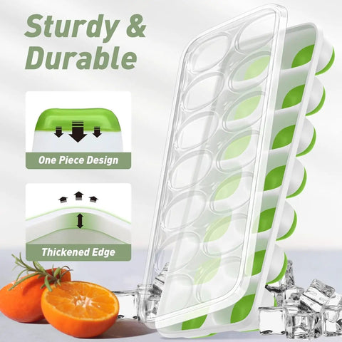 Top-Shelf Silicone Ice Cube Trays 4 Pack With Tight-Fitting Lids Easy-Peel Design showcases sturdy one-piece design and thickened edges.
