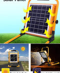 Kickass Portable Rechargeable Solar Led Flood Light With Ip65 Weather Sealing And Rip Roaring 2700 Lumens Glow solar panel in bright sunlight.