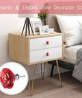Kick Up Decor With Super Slick Red Glass Dresser Knobs And Rose Crystal Drawer Handles In This 5 Piece Set of smooth furniture pulls on a nightstand.