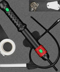 Manual Wire Puller Cable Threading Tool Hand Wire Threader With Steel Housing Portable Design For Electricians Attic Wall And Conduit Installations For Precise Line Pulling And Smooth Cable Guidance, black with tape and cable