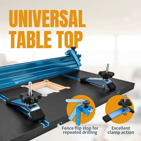 Drill Press Table Accessories Kit With T Track Fence And Flip Stops For Precision Woodworking, 14x24 Inch Work Surface view