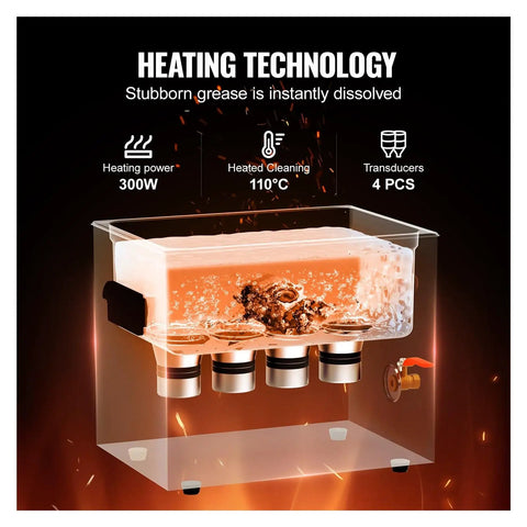High Power 40Khz Ultrasonic Cleaner Machine For Automotive Car Parts And Injector Carburetor Washing Bath Tank With Heating And Timer Function, 300W heat, 110C tank.