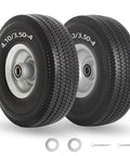 Flat Free 10 Inch Solid Tire Wheel For Hand Trucks Garden Wagons Carts Trolleys And Dollies Replacement 4.10/3.50-4 pair