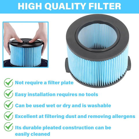 Heavy Duty Fine Dust Filter Replacement For 3 To 4.5 Gallon Wet Dry Shop Vacs Compatible With WD30500 WD4050 WD40700 WD4080 WD4522 WD4550 4500RV Replaces VF3400 2 Pack