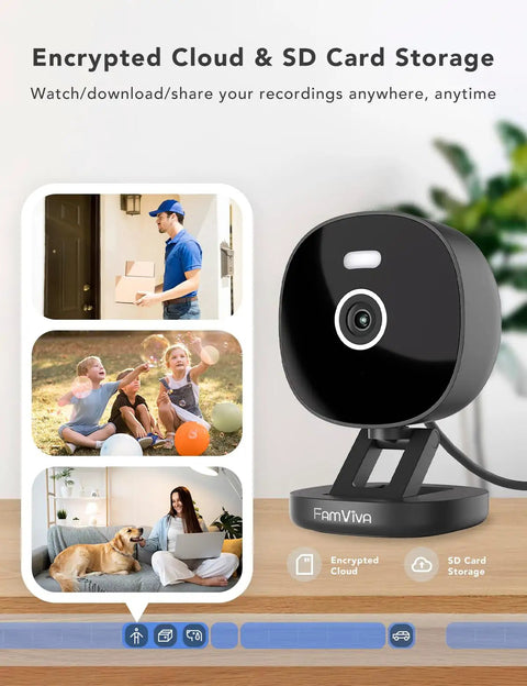 2K Wired Security Camera For Indoor And Outdoor Use With IP65 Weatherproof, Color Night Vision, showing storage options