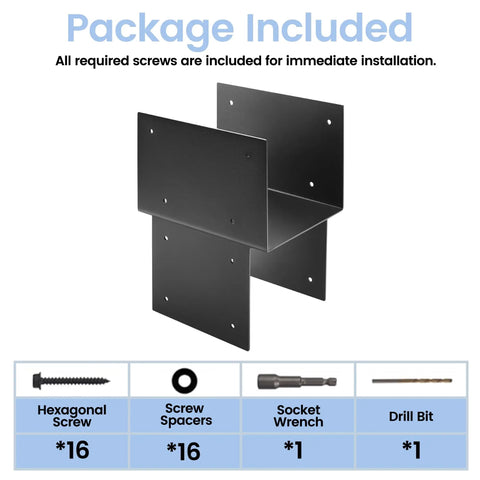 Heavy Duty Post Cap Brackets 4 Pack For 7.5 Inch Square Steel Post To Beam Connectors For Pergola Gazebo Deck Patio Weatherproof Outdoor Use Built To Last Rustproof And Waterproof Design For Outdoor Use With Easy Install And Long Lasting Stability