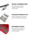 Rock Solid Hex And Spline Socket Wrench Set With Metric Ratchet Adapters And Heavy Duty Storage Case, 12 piece hexagon wrench kit.
