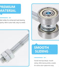 Built Tough Steel Sliding Door Roller Pulley With Double Bearings Delivering Knockout Strength Up To Five Kilos For Cabinet Doors And Showcase Panels Featuring No Sweat Eight Millimeter Setup Plus Silky Smooth Daily Gliding close-up of dual bearing design and screw hole.