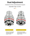 3/8 Inch Drive Socket Ratchet Wrench Set Two Piece Heavy Metal Tool Kit showing adjustable clamp for sizes 10-19mm.