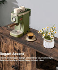 Rock Solid Two Door Industrial Kitchen Storage Cabinet Vintage Sideboard With Adjustable Steel Shelves And Secure Magnetic Catches For Cozy Home Organization with coffee maker and flowers on top.