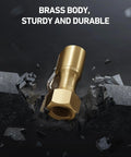 Heavy Duty Lock On Air Chuck 2 Pack With Clip For Schrader Valves, Closed Flow Design, Brass Construction displayed on cracked surface