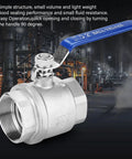2 Inch 304 Stainless Steel Ball Valve Featuring An Isolated Sealing Surface And Female Thread Full Port Configuration for water oil and non flammable gas.