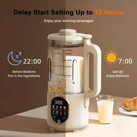 50 Oz Nut Milk Maker With 10 In 1 Functions And 20 Blades For Almond Cashew Coconut Oat Milk Plant Based Bevs Plus Chowder Juice Soy Milk Delay Start Boil Water Keep Warm And Auto Clean in kitchen setting