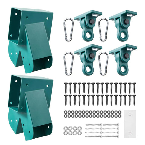 Heavy-Duty A-Frame Swing Set Brackets With Four Hangers For Backyard Playground Mounting Hardware Includes Two Brackets And Four Hangers Stable Outdoor Park Equipment Kit Green
