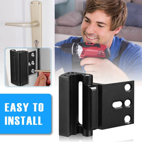 3 Pack Home Security Door Reinforcement Lock Kit With Childproof Inside Latch Stopper Heavy Duty Aluminum Construction In Black Tough Protection