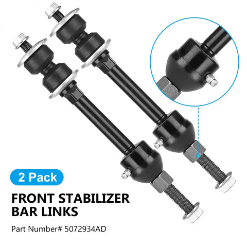 2-pack front stabilizer bar links, black steel with mounting hardware for Dodge Ram 1500 (2002–2005)