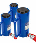 10 Ton Hydraulic Cylinder Ram Single Acting With 6 Inch Stroke Lift Portable Jack features a blue heat treated shell and quick coupler.