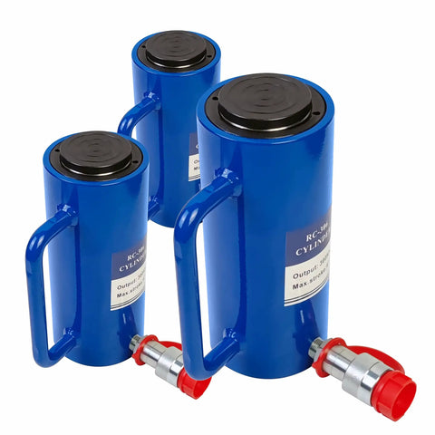 10 Ton Hydraulic Cylinder Ram Single Acting With 6 Inch Stroke Lift Portable Jack features a blue heat treated shell and quick coupler.