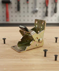 Heavy Duty Folding Table Hinge Bracket on wooden surface with screws, 0 45 90 Degree Adjustable Circlip And Double Rod Silver Finish