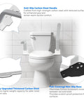 Detailed view of Heavy Duty Toilet Safety Rails For Seniors Offering 500 Pound Load Capacity Made From Thick Carbon Steel Bathroom Assist Frame with handles.