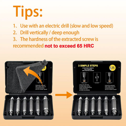 Power Drill Screw Extractor Set With Bolt Extractor Kit Built Tough High Speed Steel Tools For Men Great Gift Box Set