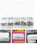 Zinc Alloy Machine Screw And Nut Kit With Washers, 320Pcs Pan Head Bolts Set in open case displaying assorted hardware