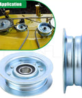Hella Durable 2 Pack Idler Pulley For John Deere D140 L130 D110 LA115 S100 Farm Tractor Replacement GY22172 GY20067, side view.
