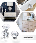 Crystal Glass Drawer Knobs 25 Pack Diamond Shaped 30mm with Silver Base for Cabinets and Furniture in use on drawers