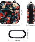 Premium Rugged Hard Eva Earbud Case With Sturdy Carabiner Loop For Wireless Headsets And AirPods Compatible, vintage rose pattern.