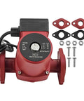Heavy Duty Hot Water Circulator Pump Compatible With Grundfos Ups50 60F Featuring Solid Cast Iron Housing And Three Speed Motor Runs Smooth And Gets That Water Flowing Fast, showing red cast iron body and accessories.