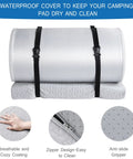 Memory Foam Camping Pad 3 Inch Thick Soft Sleeping Pad With Waterproof Cover rolled up showing anti-slide gripper.