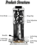 Professional Grade Double Sided Ring Engraver With High Precision Inner Stamping Dial And Smooth 360 Rotation showing iron body and components.
