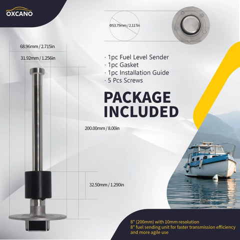 0 To 190 Ohms Marine Fuel Sending Unit 8 Inch Stainless Steel Boat Gas Tank Sender Gauge Sensor packaging details