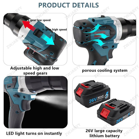 Cordless Brushless Rivet Gun With Dual Rechargeable Batteries For Unrestricted Go Anywhere Action Plug And Play Setup. Adjustable gears and cooling system.