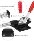 Four Pack 32mm Toggle Clamps With Quick Release, Beefy 500 Lbs Holding Capacity, showing adjustable steel clamp and red handle.