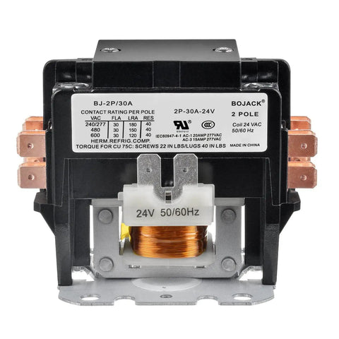 Front view of 2 Pole Definite Purpose AC Contactor 30 Amp Full Load Amps 24 VAC Coil for Air Conditioner Condensers and Compressors