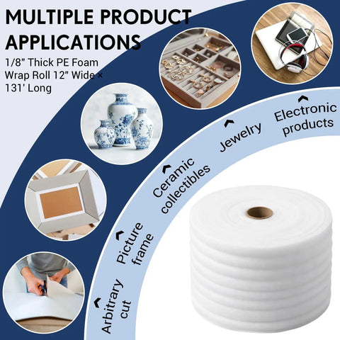 Real Deal EPE Foam Roll 12 By 131 Ft Thick Protective Cushioning Material for packing jewelry and fragile items.