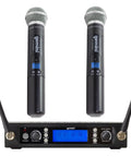 Dual UHF Wireless Handheld Microphone System with Two Mics, Crystal Clear Audio, 150ft Range for Church Services