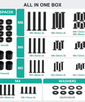 Universal TV Mounting Hardware Kit With 68 Pieces Including M4 M5 M6 M8 Screws And Spacers for Up To 80 Inch TVs.