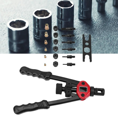 Rivet Nut Tool Kit With 175 Metric Rivet Nuts And 6 Mandrels M3 4 5 6 8 10 Plus Hand Setter showing tools and nuts.