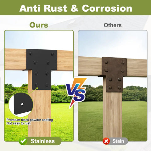Beefy Three Millimeter Steel Post Caps Tie Brackets Black, Heavy Duty Galvanized, 2 Pack, Actual 3.5 X 3.5 Inches, Rust-Proof Support for Wood Posts, Pergola, Gazebo and Deck Beams