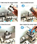 Quick Change Tool Post Holder For Mini Lathe With Multifix Style Pro Grade installation steps shown on lathe.