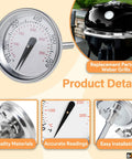 Smokehouse Ready Grill Thermometer Bbq Temperature Gauge Replacement For Weber Parts 7581 65040 shows accurate temperature readings for grilling.