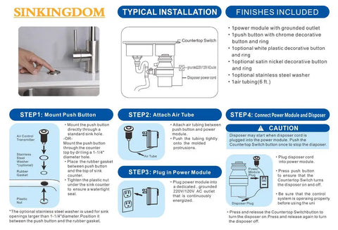 Installation guide for Garbage Disposal Air Switch Kit with Long Button in Champagne Bronze Brass Cover for Easy Kitchen Upgrades.