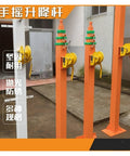 Custom Manual Telescoping Lifting Mast With Hand Crank Winch in orange and white, showing winches on rugged job site.