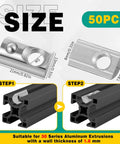 Top Shelf 50 Pack M5 Thread T Slot Spring Nuts Half Roll Steel Coil Hardware. Size details for installation with 30 series aluminum extrusions.